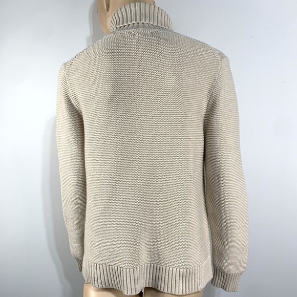 J. Crew Factory Sweater Womens Size L Large Beige Classic Turtleneck Knit AF728 - Picture 9 of 14